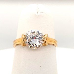 14K Solid Yellow Gold CZ Engagement Ring